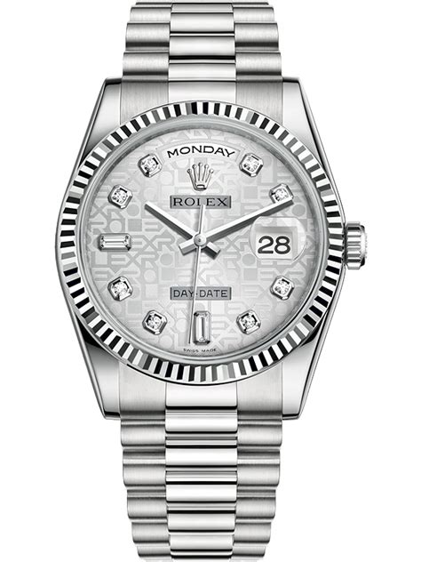 rolex day date white silver|Rolex Day-Date silver.